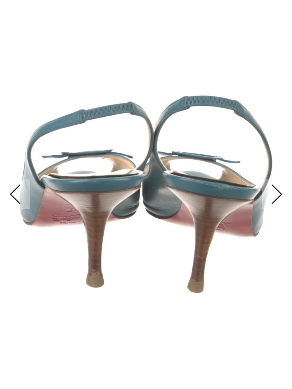 Christian Louboutin Teal Slingback Peep-Toe Pump - Picture 4 of 5